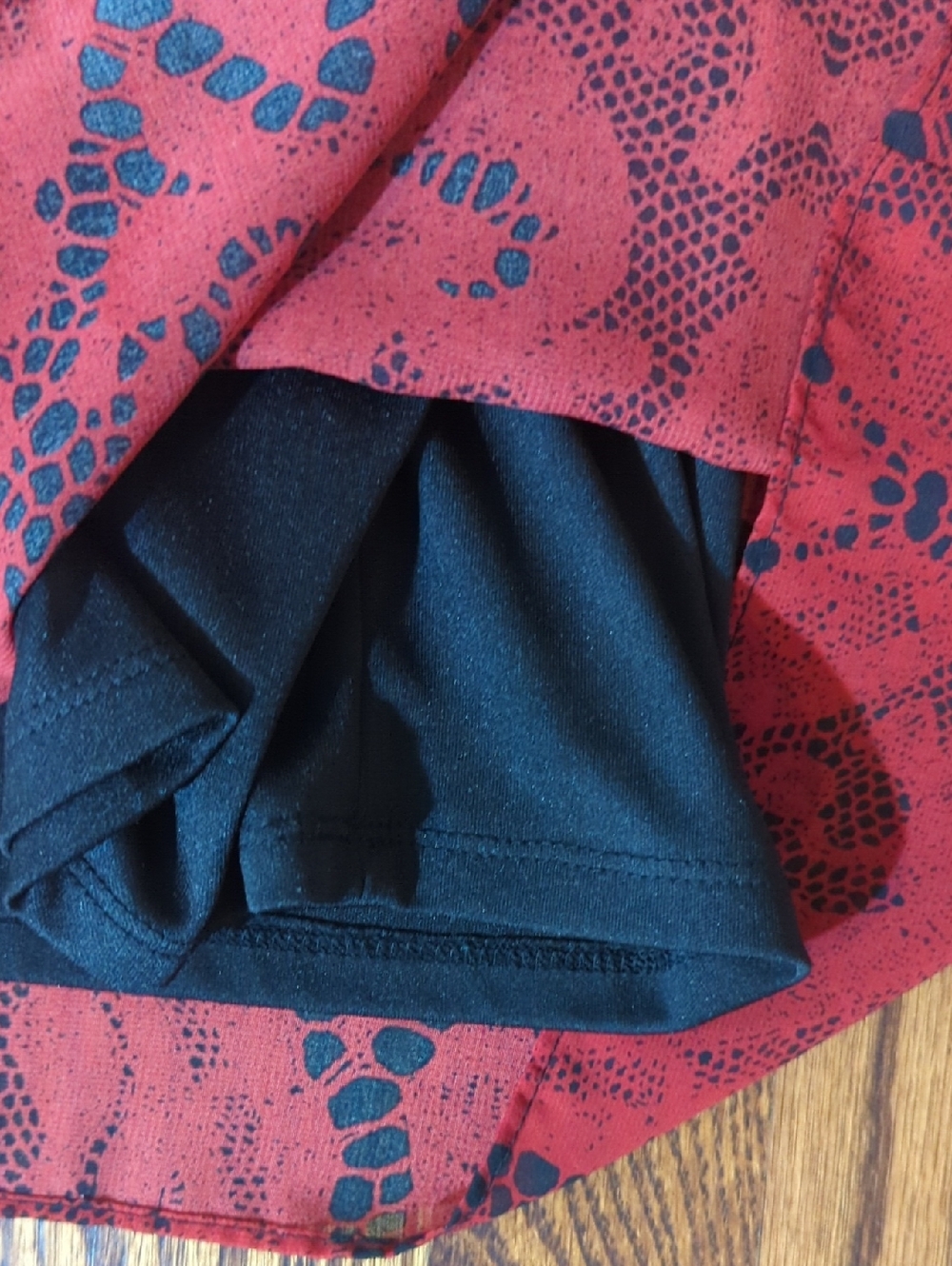 Sami + Jo Mixed Print Leopard/Splatter Maxi Flowy Dress Red/ Black Beaded Collar - Picture 5 of 9